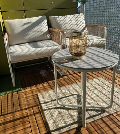 Komplet dwóch foteli w stylu rope ze stolikiem Kibi Duo - Cream