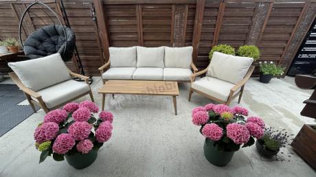 Komplet mebli aluminiowych na taras dla 5 osób - Else Set - Creme