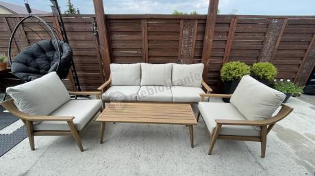 Komplet mebli aluminiowych na taras dla 5 osób - Else Set - Creme