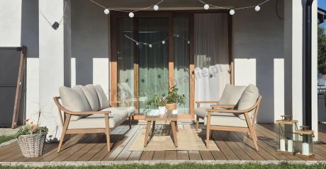 Komplet mebli aluminiowych na taras dla 5 osób - Else Set - Creme