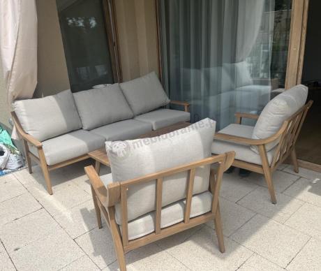 Komplet mebli aluminiowych na taras dla 5 osób - Else Set - Creme