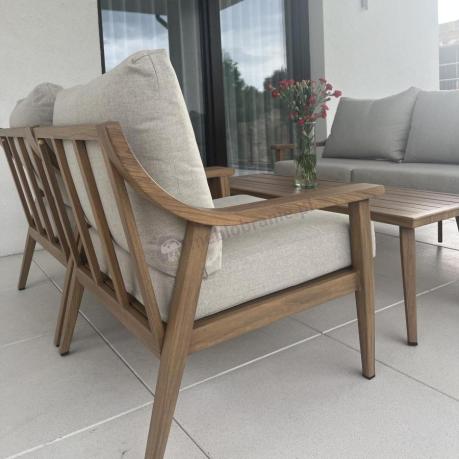 Komplet mebli aluminiowych na taras dla 5 osób - Else Set - Creme