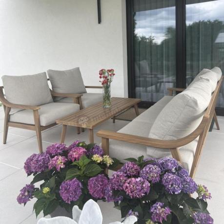 Komplet mebli aluminiowych na taras dla 5 osób - Else Set - Creme