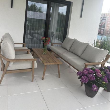Komplet mebli aluminiowych na taras dla 5 osób - Else Set - Creme