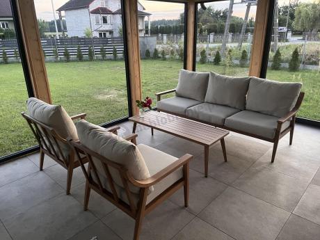 Komplet mebli aluminiowych na taras dla 5 osób - Else Set - Creme