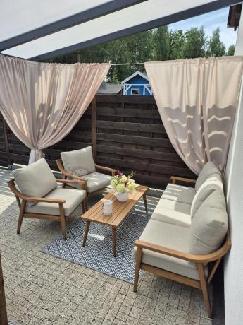 Komplet mebli aluminiowych na taras dla 5 osób - Else Set - Creme