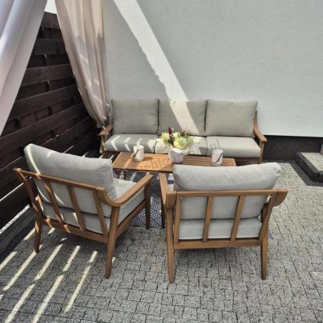 Komplet mebli aluminiowych na taras dla 5 osób - Else Set - Creme