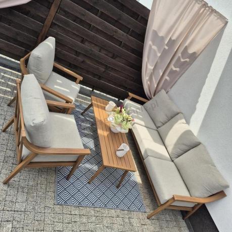 Komplet mebli aluminiowych na taras dla 5 osób - Else Set - Creme