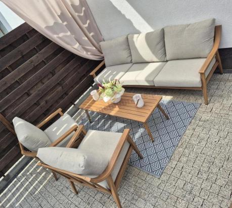 Komplet mebli aluminiowych na taras dla 5 osób - Else Set - Creme