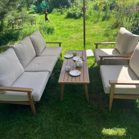 Komplet mebli aluminiowych na taras dla 5 osób - Else Set - Creme