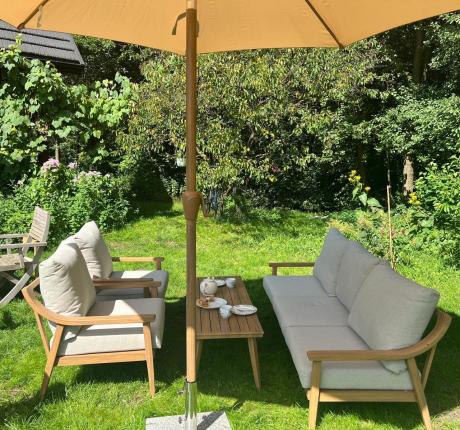 Komplet mebli aluminiowych na taras dla 5 osób - Else Set - Creme