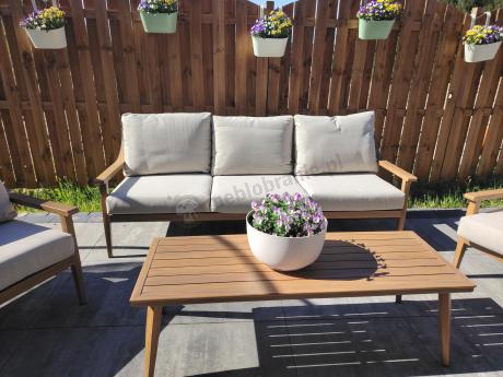 Komplet mebli aluminiowych na taras dla 5 osób - Else Set - Creme