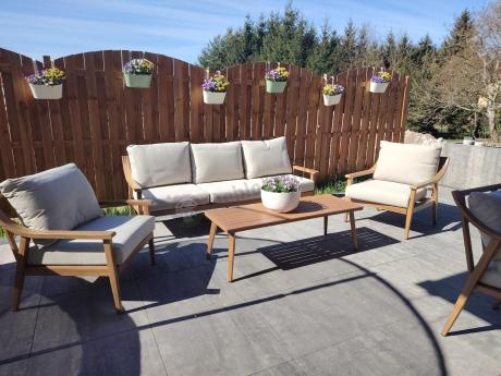 Komplet mebli aluminiowych na taras dla 5 osób - Else Set - Creme