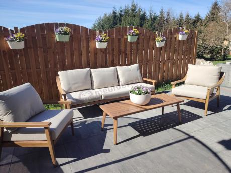 Komplet mebli aluminiowych na taras dla 5 osób - Else Set - Creme