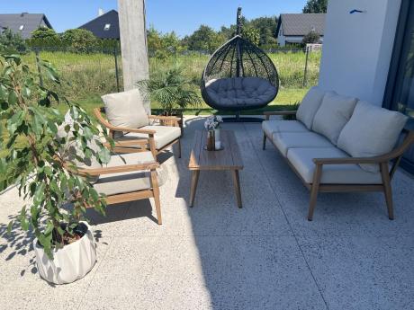 Komplet mebli aluminiowych na taras dla 5 osób - Else Set - Creme