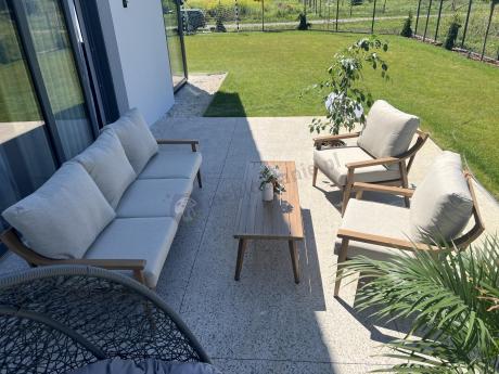 Komplet mebli aluminiowych na taras dla 5 osób - Else Set - Creme