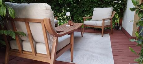 Komplet mebli aluminiowych na taras dla 5 osób - Else Set - Creme