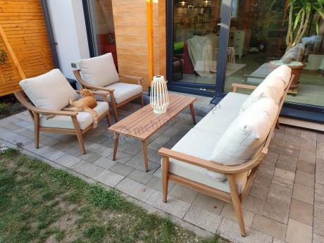 Komplet mebli aluminiowych na taras dla 5 osób - Else Set - Creme