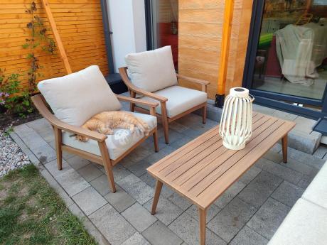 Komplet mebli aluminiowych na taras dla 5 osób - Else Set - Creme