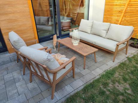 Komplet mebli aluminiowych na taras dla 5 osób - Else Set - Creme