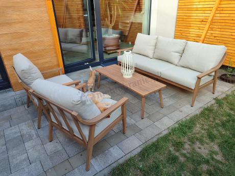 Komplet mebli aluminiowych na taras dla 5 osób - Else Set - Creme