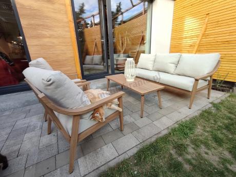 Komplet mebli aluminiowych na taras dla 5 osób - Else Set - Creme