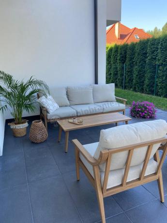 Komplet mebli aluminiowych na taras dla 5 osób - Else Set - Creme