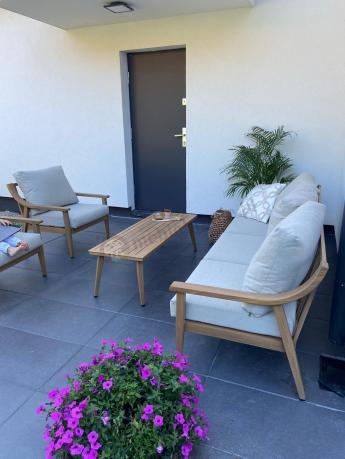 Komplet mebli aluminiowych na taras dla 5 osób - Else Set - Creme