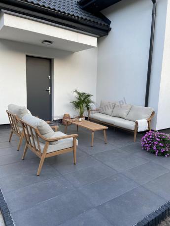 Komplet mebli aluminiowych na taras dla 5 osób - Else Set - Creme