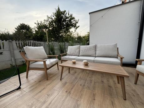 Komplet mebli aluminiowych na taras dla 5 osób - Else Set - Creme