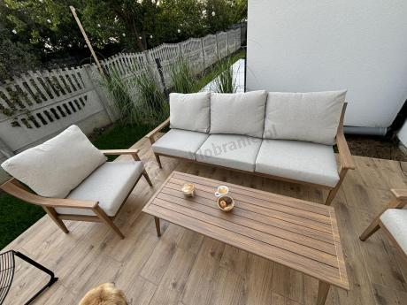 Komplet mebli aluminiowych na taras dla 5 osób - Else Set - Creme