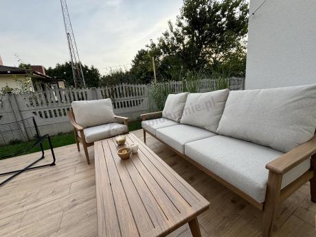 Komplet mebli aluminiowych na taras dla 5 osób - Else Set - Creme