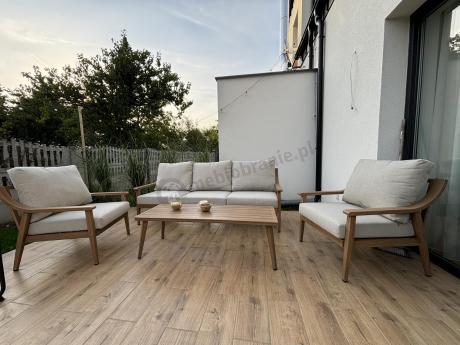 Komplet mebli aluminiowych na taras dla 5 osób - Else Set - Creme