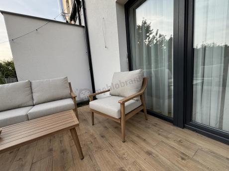 Komplet mebli aluminiowych na taras dla 5 osób - Else Set - Creme