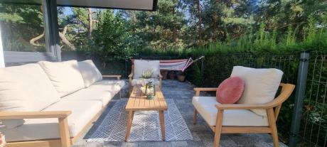 Komplet mebli aluminiowych na taras dla 5 osób - Else Set - Creme