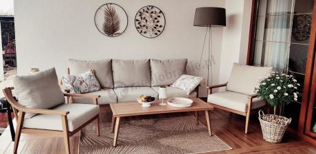 Komplet mebli aluminiowych na taras dla 5 osób - Else Set - Creme