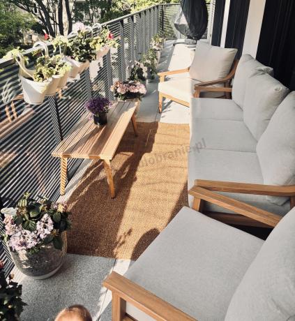 Komplet mebli aluminiowych na taras dla 5 osób - Else Set - Creme