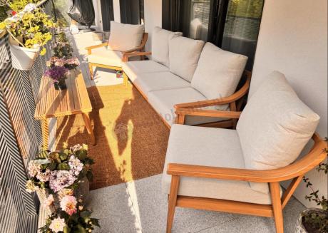 Komplet mebli aluminiowych na taras dla 5 osób - Else Set - Creme