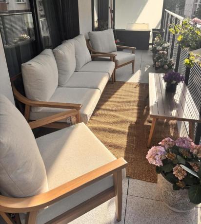 Komplet mebli aluminiowych na taras dla 5 osób - Else Set - Creme