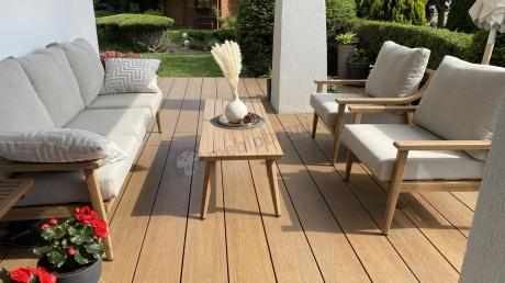 Komplet mebli aluminiowych na taras dla 5 osób - Else Set - Creme