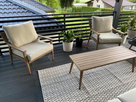 Komplet mebli aluminiowych na taras dla 5 osób - Else Set - Creme