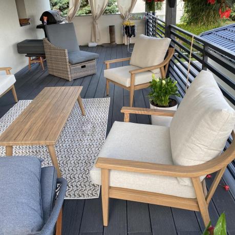 Komplet mebli aluminiowych na taras dla 5 osób - Else Set - Creme