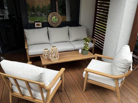 Komplet mebli aluminiowych na taras dla 5 osób - Else Set - Creme