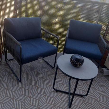Komplet mebli balkonowych - 2 fotele i stolik Kibi Duo - Dark Grey