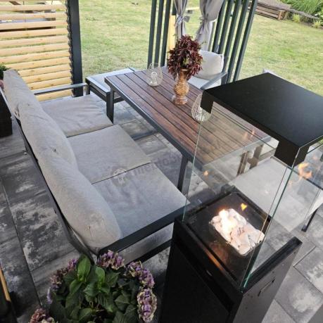 Komplet mebli metalowych do ogrodu dla 7 osób ze stołem obiadowym - Panaon Dining Light Grey