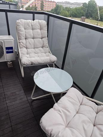 Komplet mebli na balkon dla 2 osób ze stolikiem kawowym Aurea Duo Cream