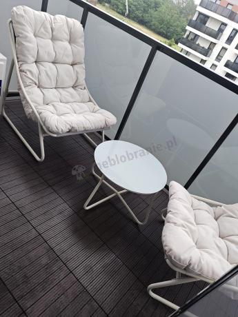 Komplet mebli na balkon dla 2 osób ze stolikiem kawowym Aurea Duo Cream