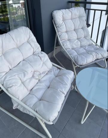 Komplet mebli na balkon dla 2 osób ze stolikiem kawowym Aurea Duo Cream