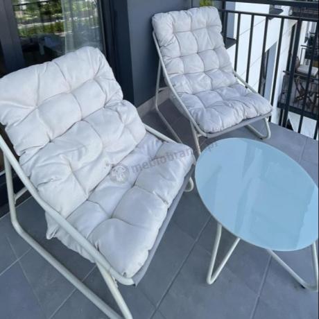 Komplet mebli na balkon dla 2 osób ze stolikiem kawowym Aurea Duo Cream