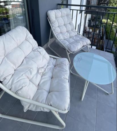 Komplet mebli na balkon dla 2 osób ze stolikiem kawowym Aurea Duo Cream